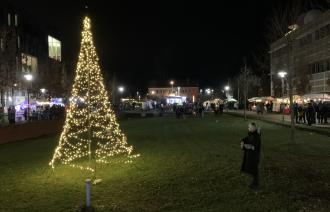 Weihnachtsbaum auf dem Uni Campus